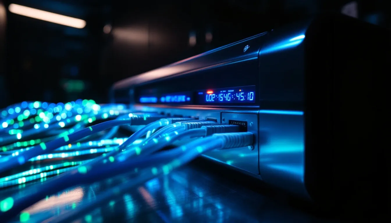 computer under surveillance with data lines