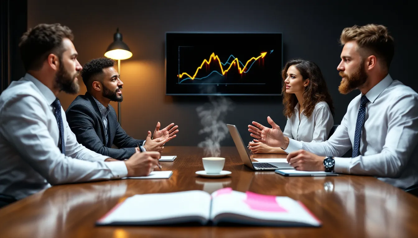 happy marketer working at desk with laptop