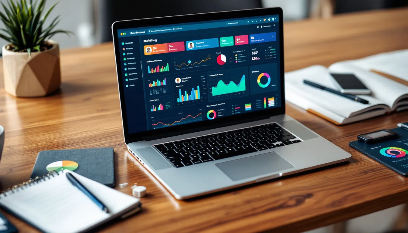 organized desk with tech tools and laptop