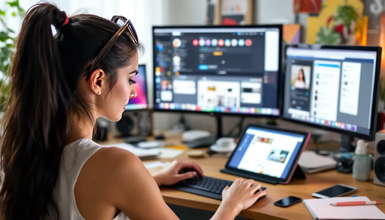 person using multiple social media platforms