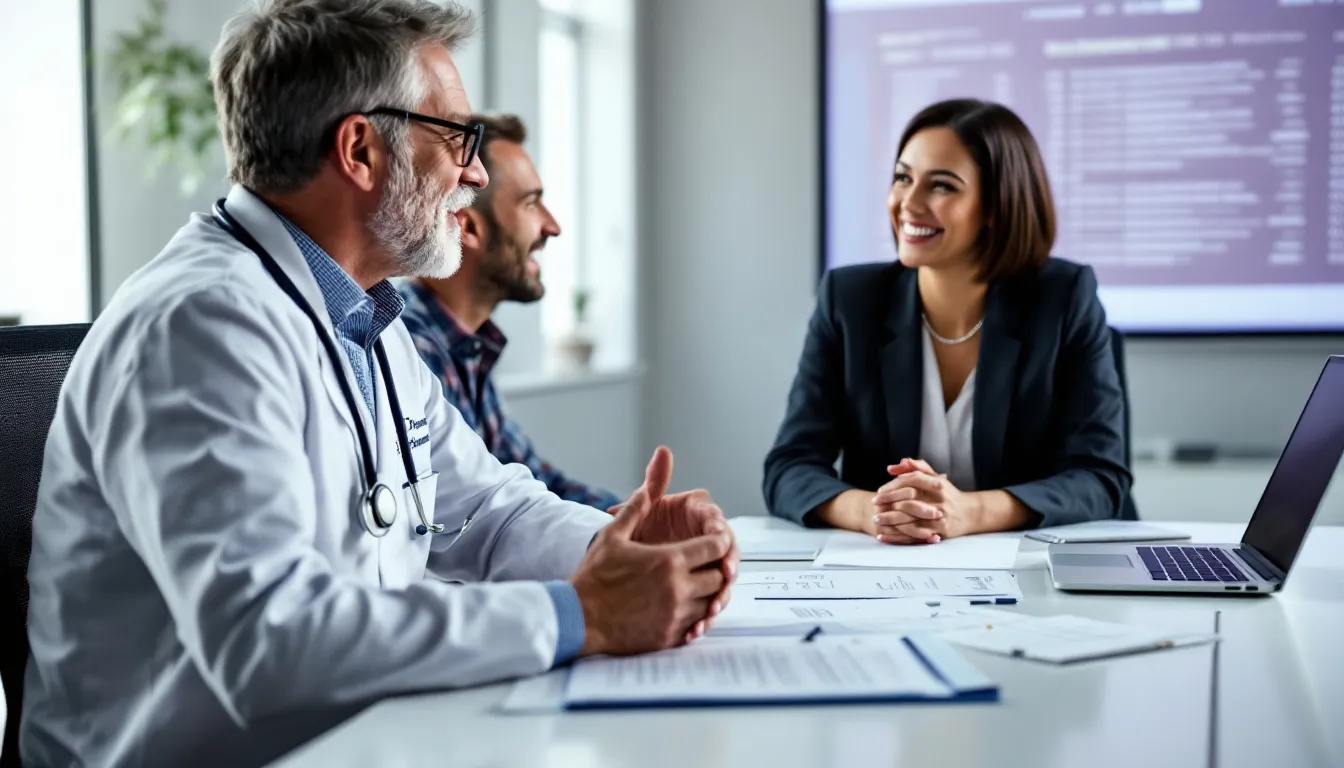 person using desktop computer with charts