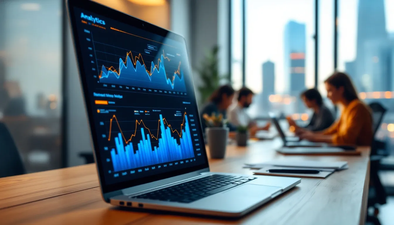 people analyzing data on multiple monitors