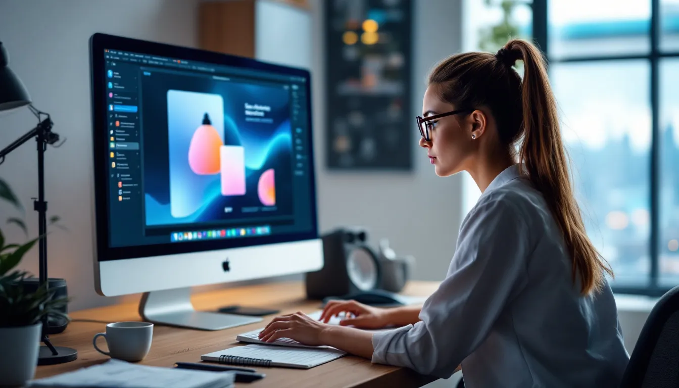 person typing on laptop in office