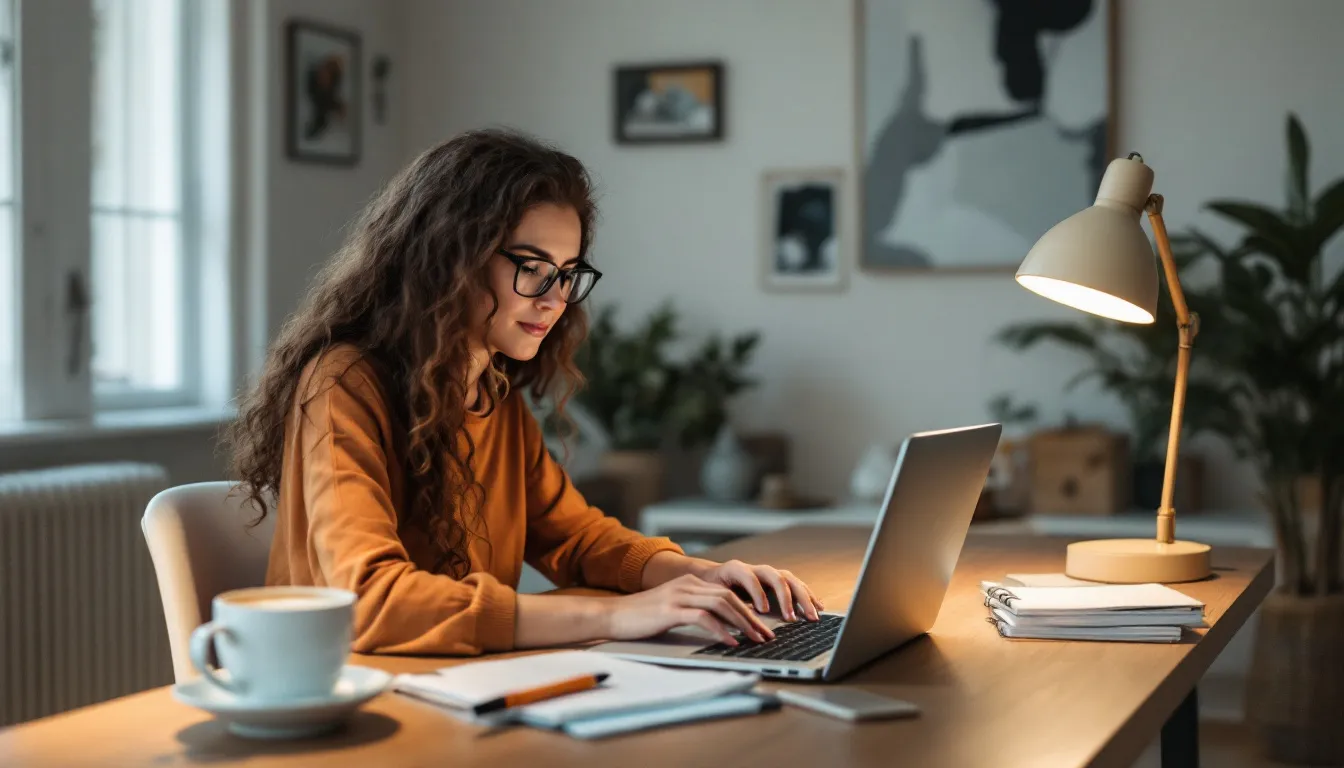 person using laptop with calendar open