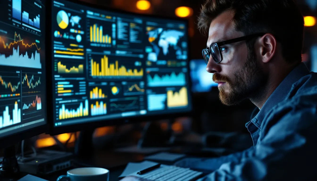 checking analytics data on screen