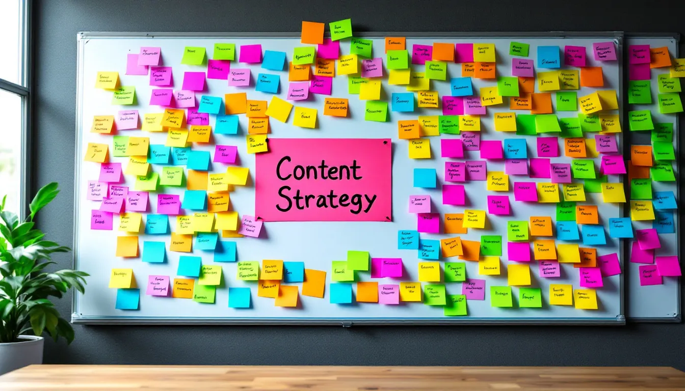 content strategy board with post-its