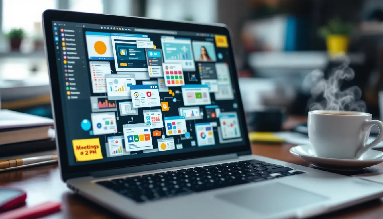 laptop with multiple marketing tools open