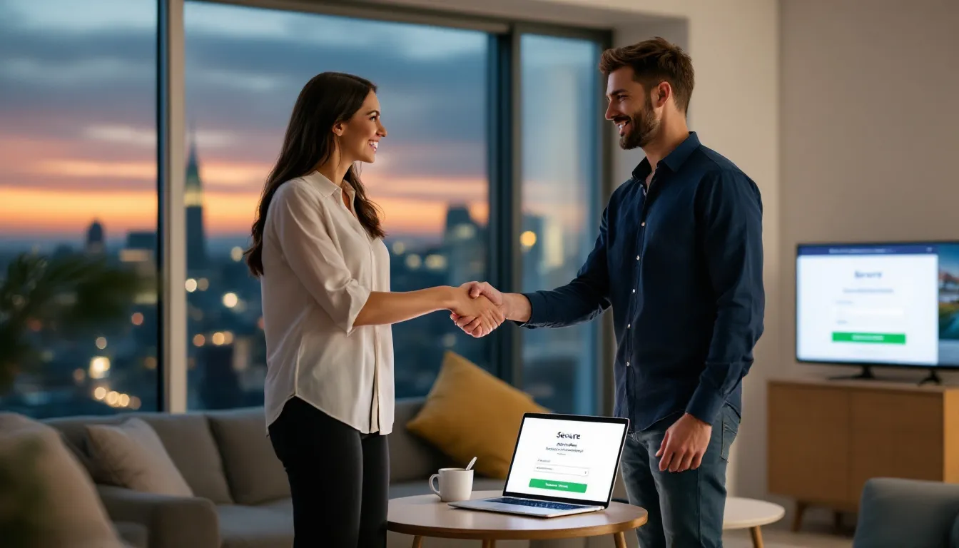 trust handshake over online product site