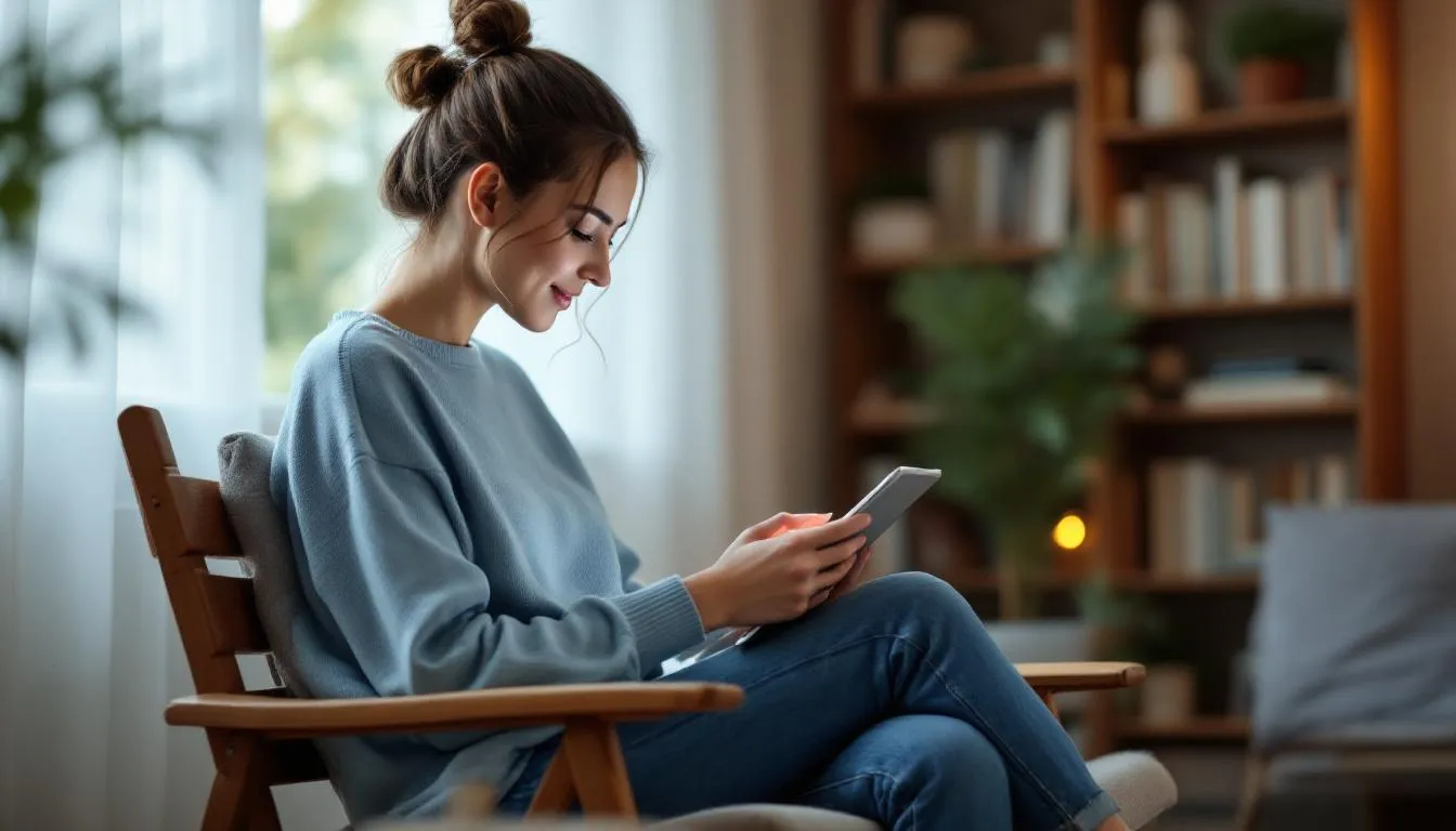woman scrolling on multiple devices