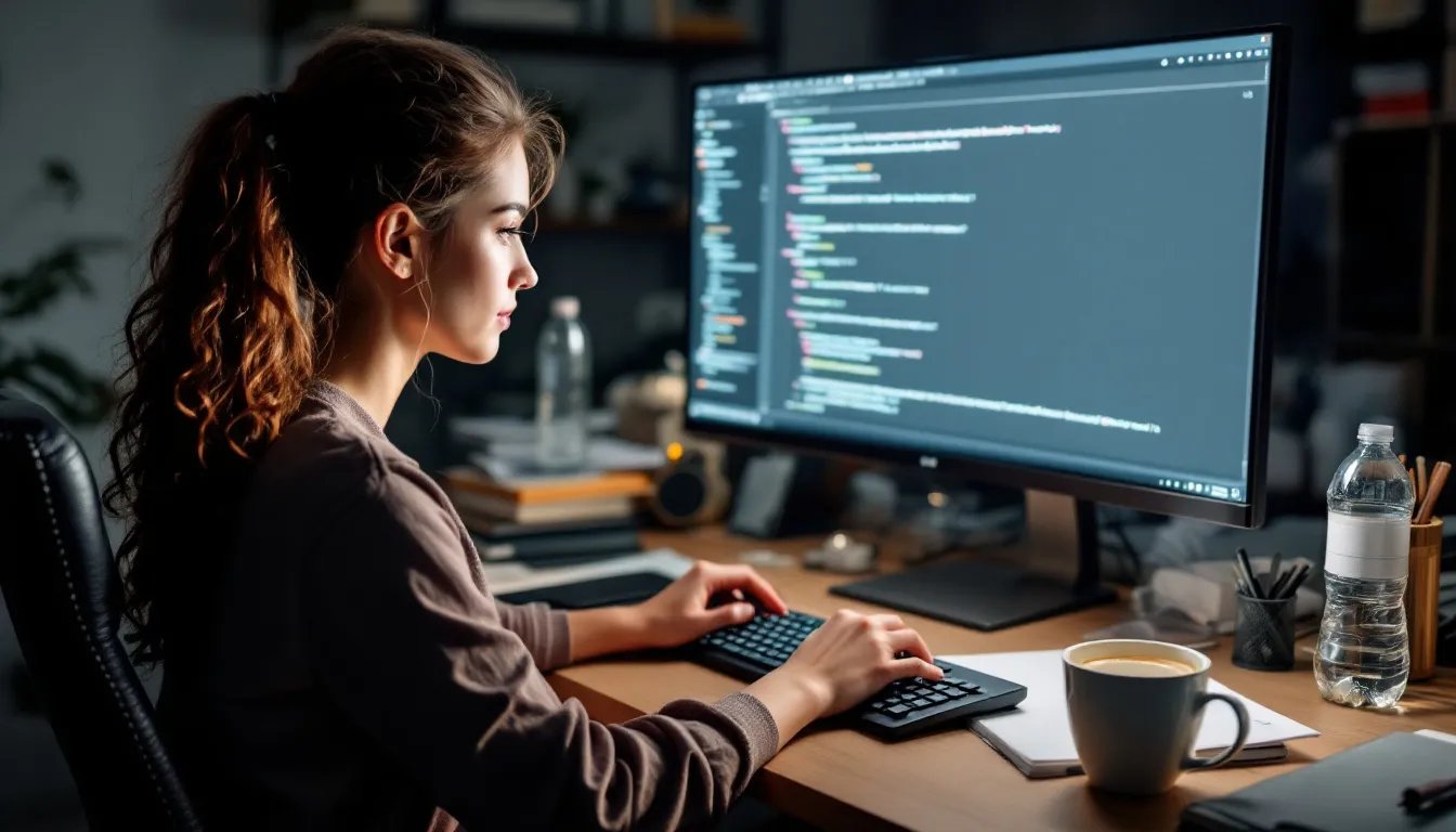 person editing blog post statistics on computer