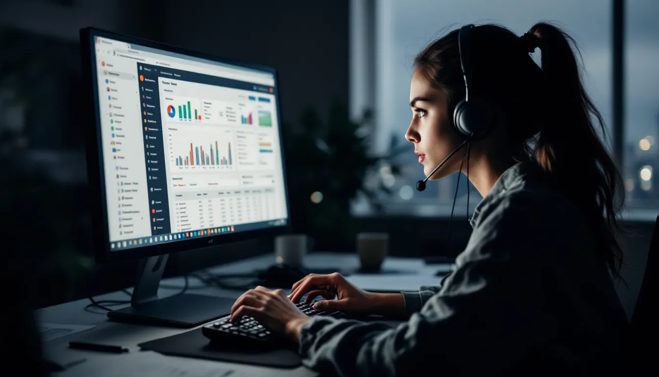 person analyzing data on laptop screen