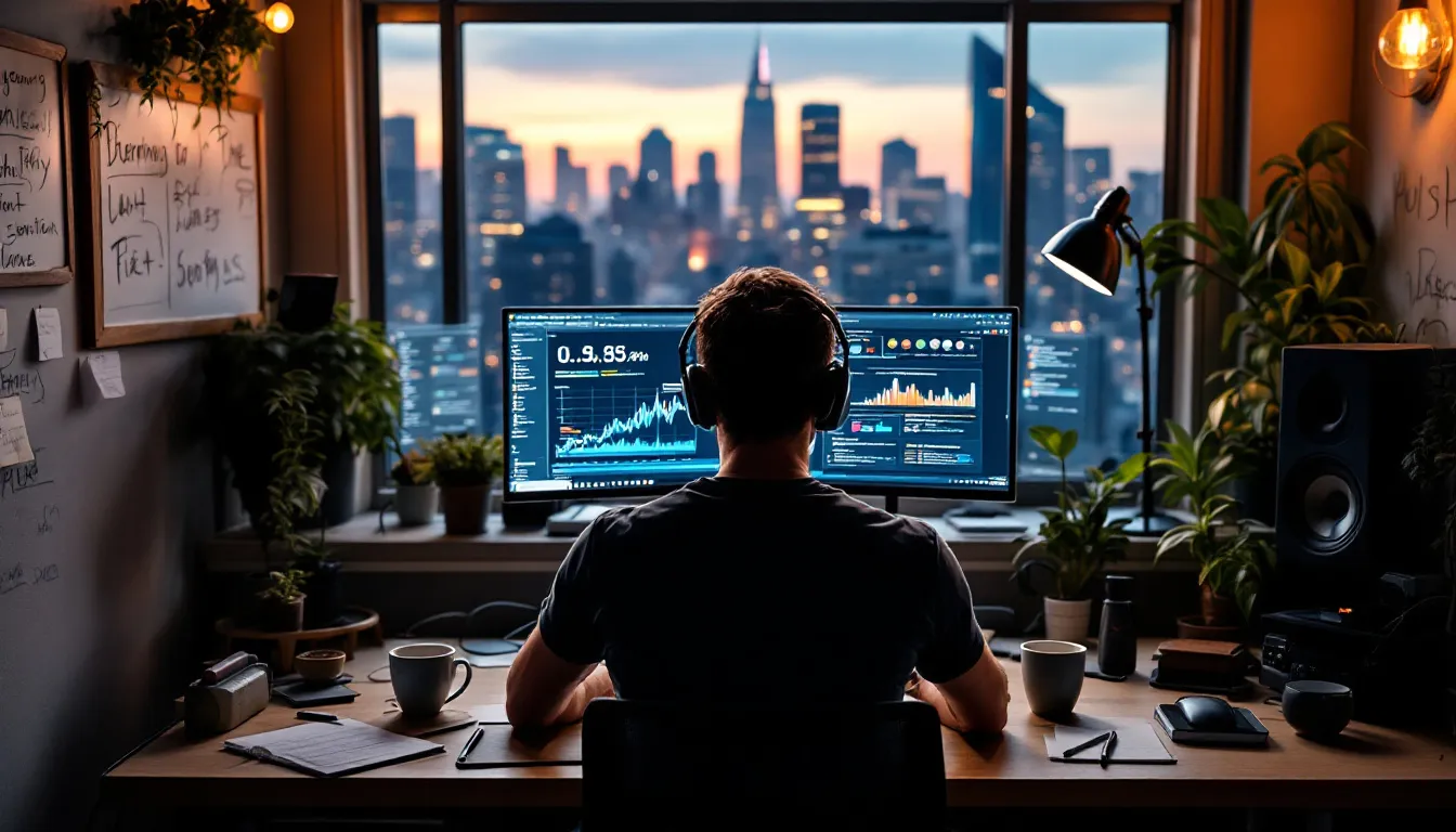 writer editing article on computer