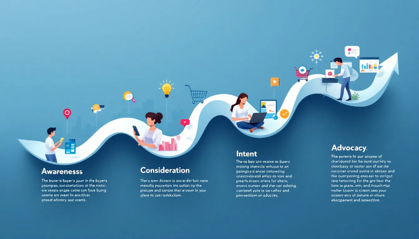 buyer journey stages on printed marketing roadmap
