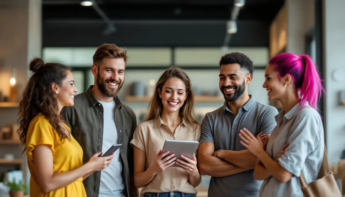 relieved businesswoman looking at improved sales graph