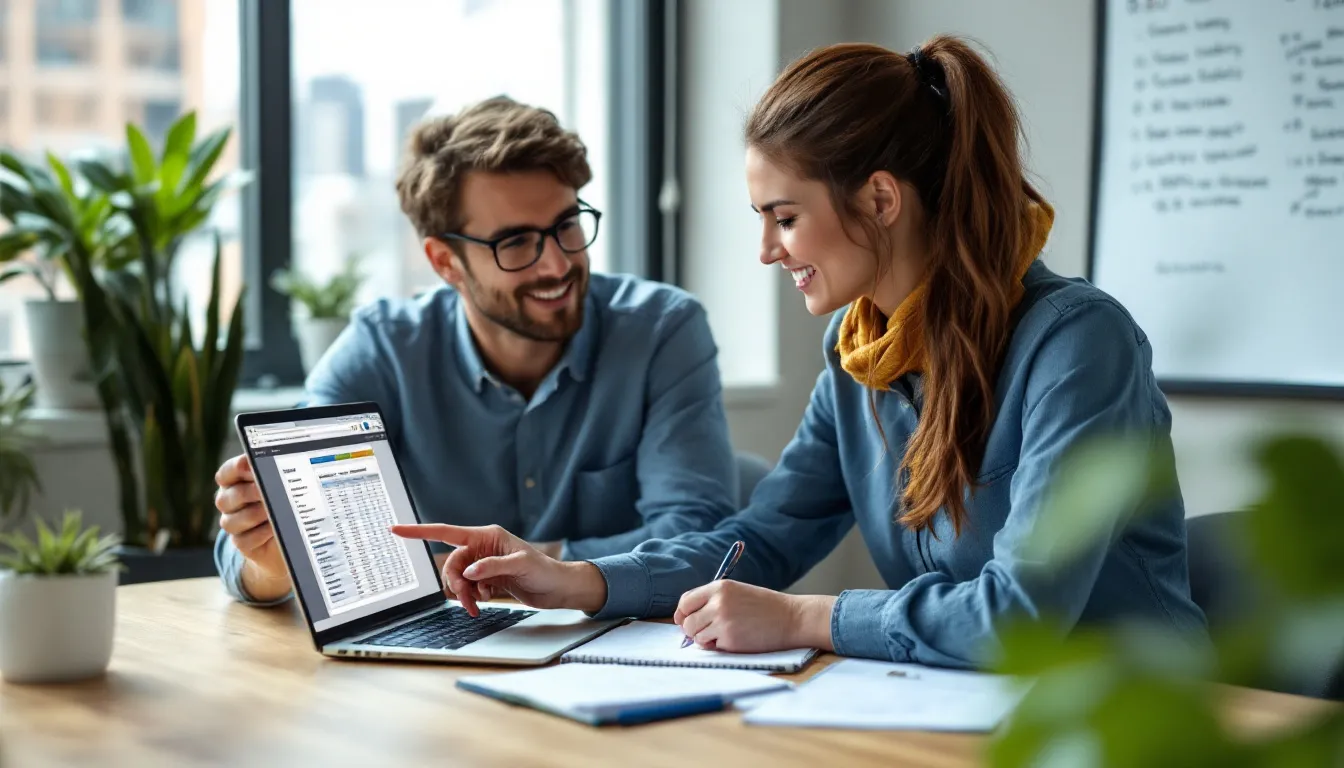 woman analyzing charts on computer