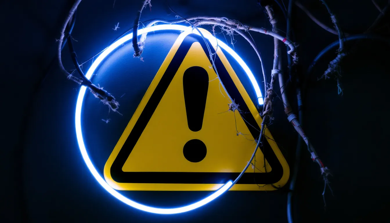 warning icon with tangled wires
