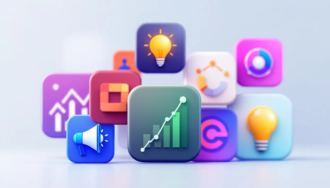collection of marketing software icons