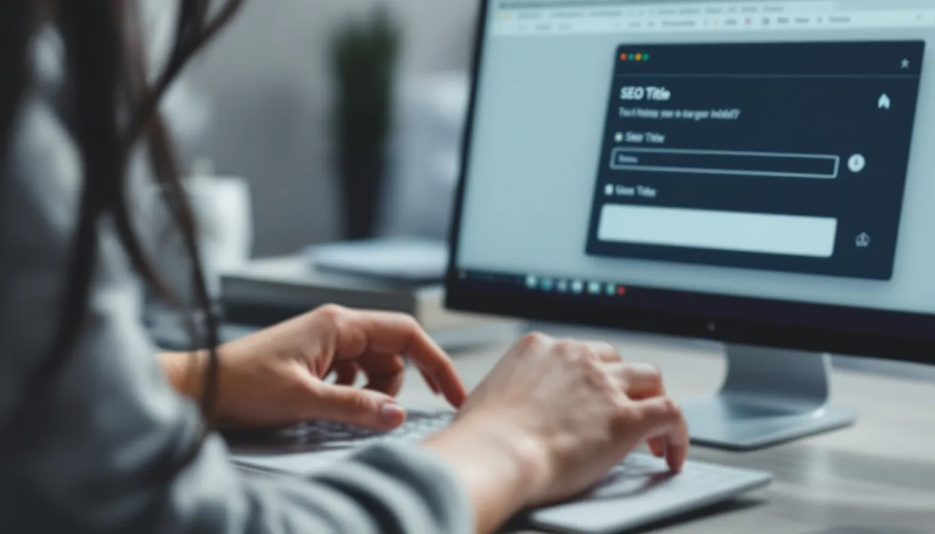 person typing seo title into cms editor