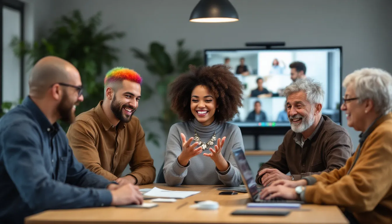 business meeting discussing social media strategy