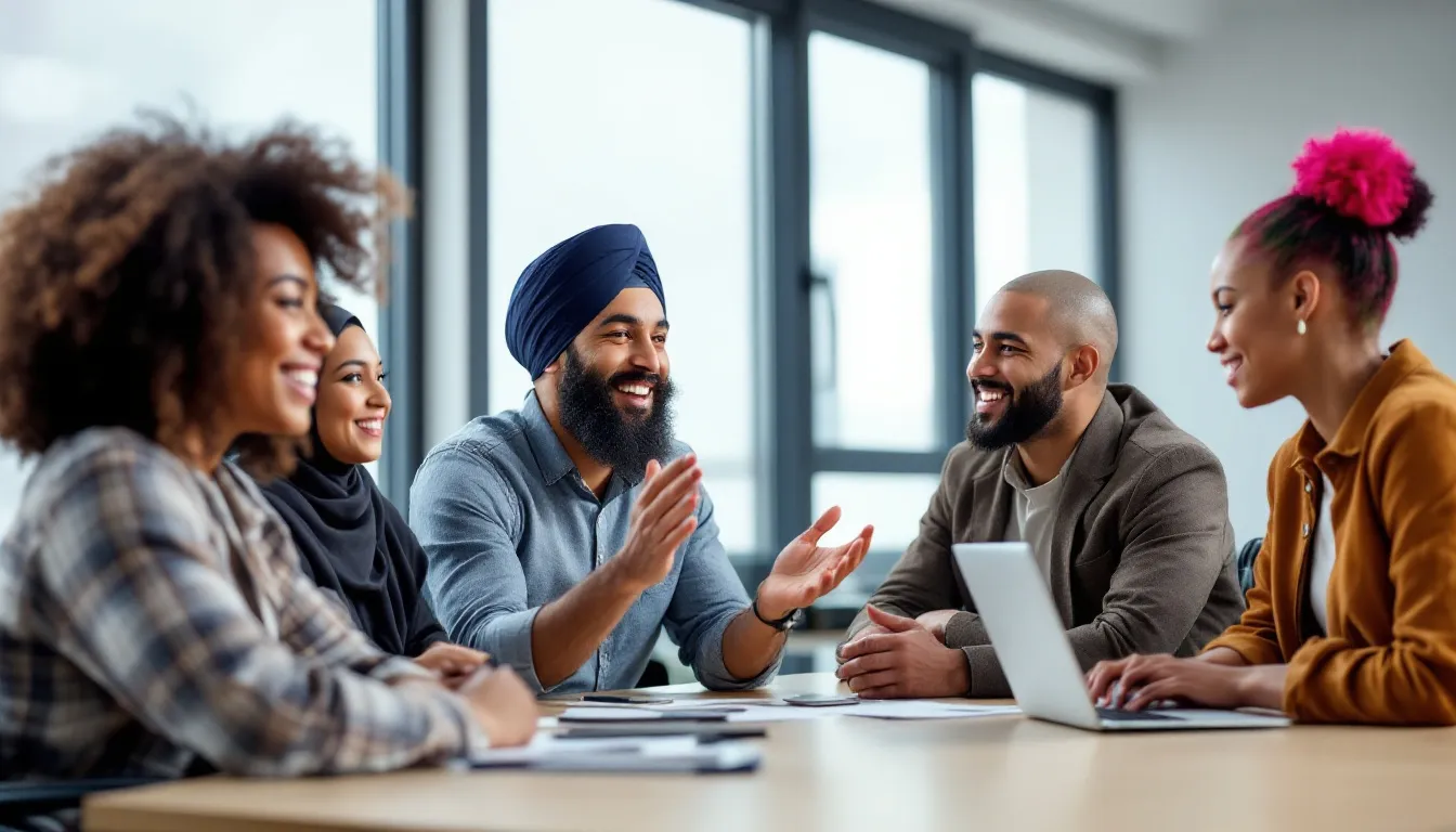 group of diverse people in discussion