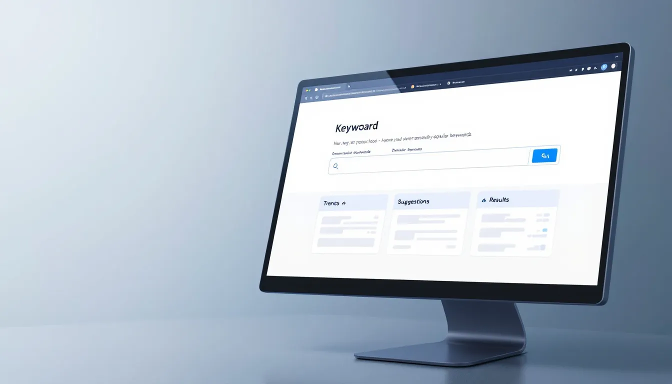 laptop showing different keyword research tools