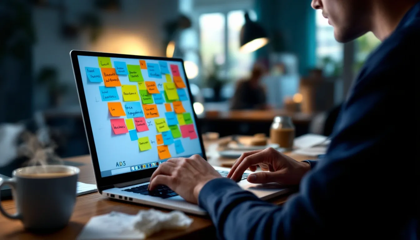spreadsheet interface on large monitor in office