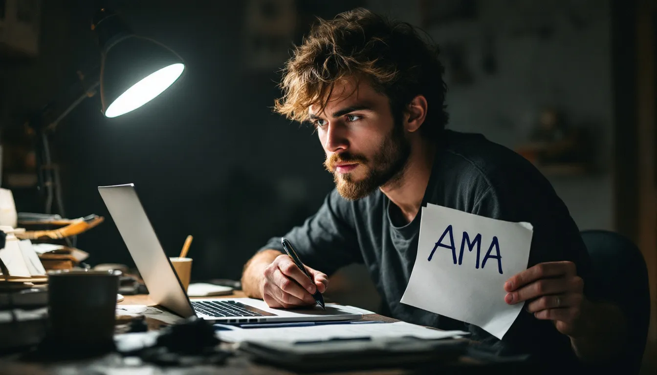 frustrated marketer looking at laptop with crossed arms