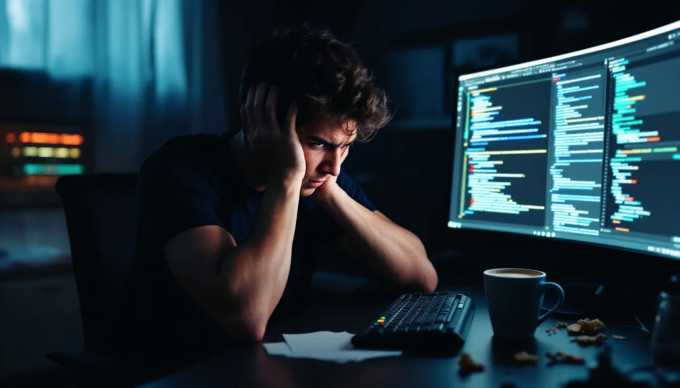 frustrated person at computer screen