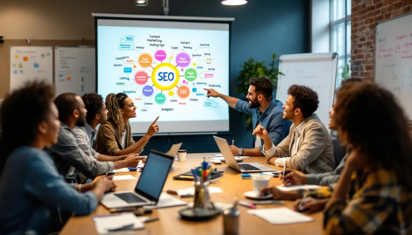 computer screen with seo tools dashboard