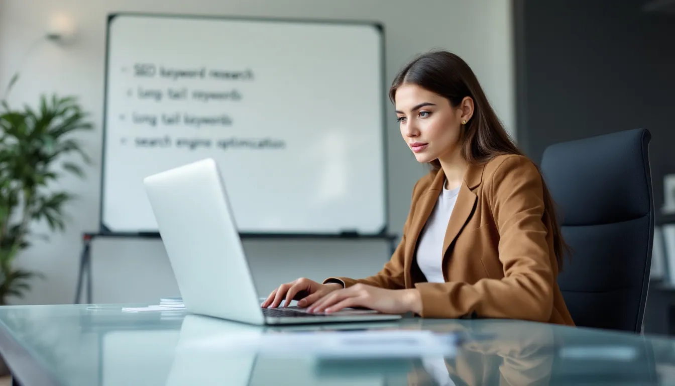 Person analyzing keyword difficulty on SEO tool