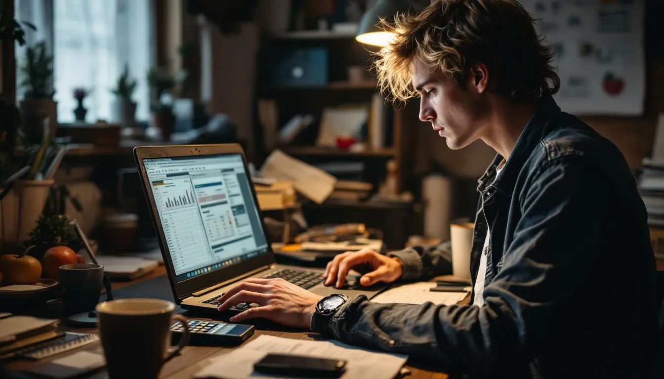 person using laptop with frustrated expression