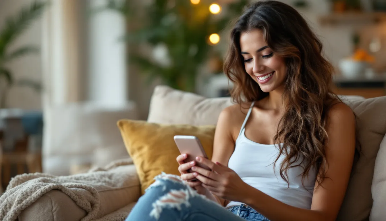 woman filming travel vlog on phone